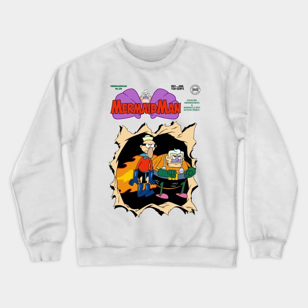 Mermaid Man and Barnacle Boy Comic Crewneck Sweatshirt by svthyp